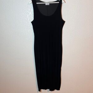 Vintage K.C. Spencer Deep Navy Velvet Scoop Neck Leg Slit Maxi Dress Size Large